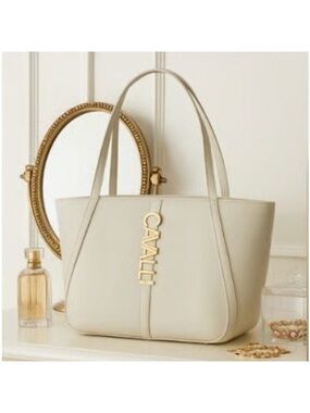 New Cavalli Class Sandra Shopper Tote in Almond Buff